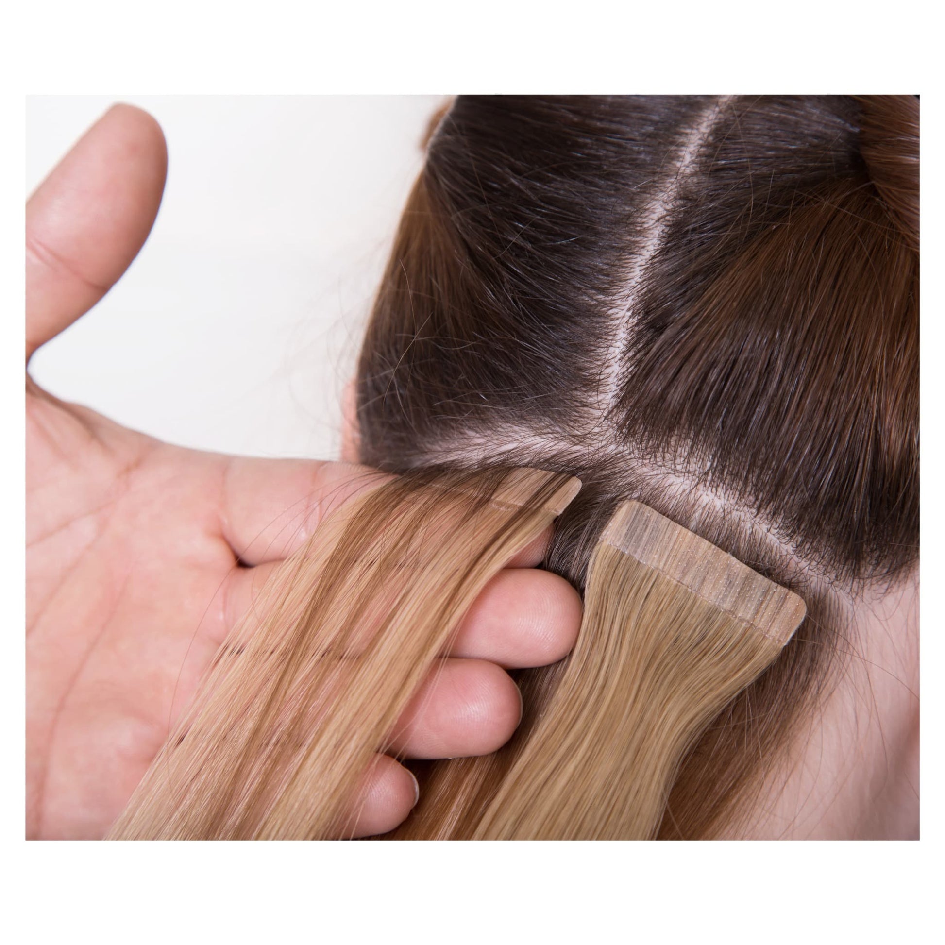 Professional hairstylist applying Hypnotic Hair Tape-in Extensions