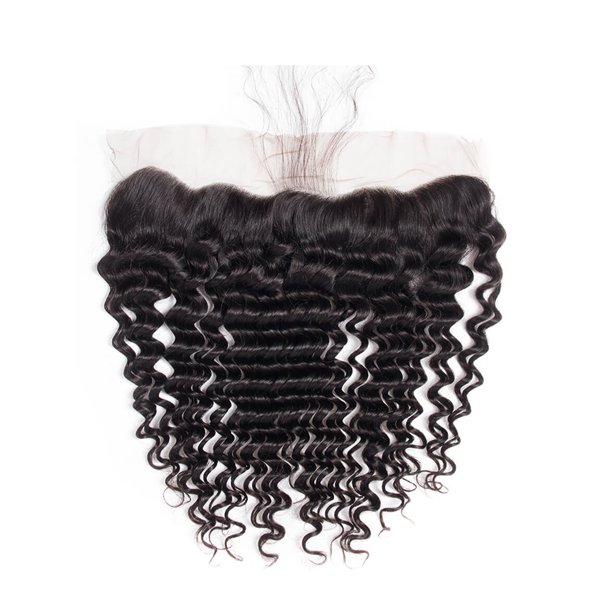 Deep Wave Lace Frontal with defined curls for a full look. Durable lace mesh ensures seamless blend and long-lasting wear.