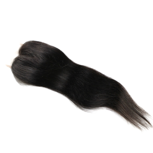 Silky Straight Hair Closure for Natural Look in black shade, ideal for top placement and blending with virgin extensions for a seamless hairstyle.